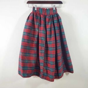 Vintage Skirt Little House on the Prairie Style Red/ Blue Plaid with Lace Trim